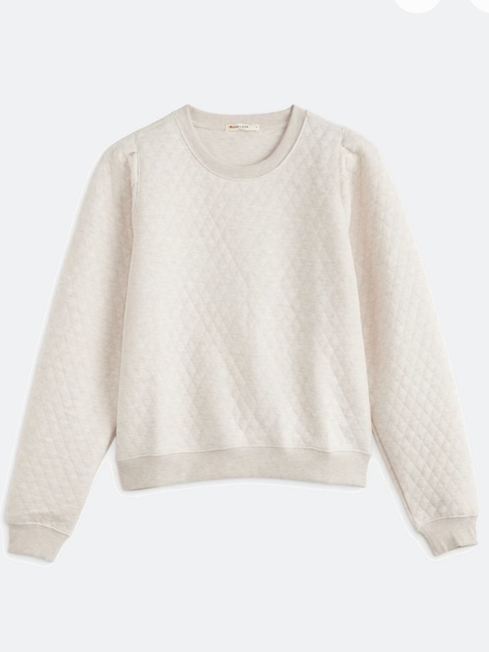 Marine Layer Corbet Puff Sleeve Knit Sweatshirt Large Cream